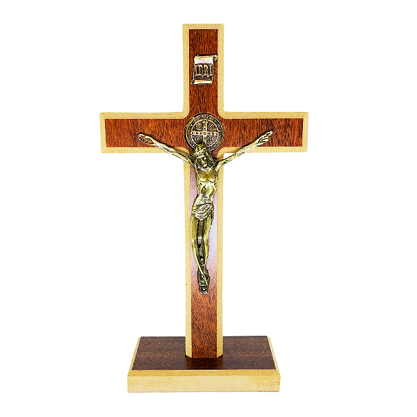 Cruz de Mesa ou Parede de São Bento em Madeira - 25,5 cm - O Pacote com 3 Peças - Cód.: 8616