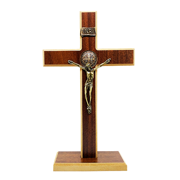Cruz de Mesa ou Parede de São Bento em Madeira - 31,5 cm - O Pacote com 3 Peças - Cód.: 8588