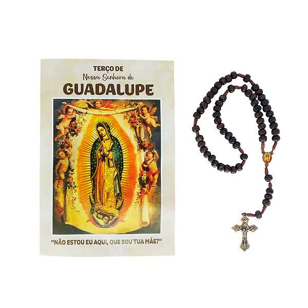 Mini Terço de Nossa Senhora de Guadalupe com Folheto de Oração - Pacote com 6 peças - 9424