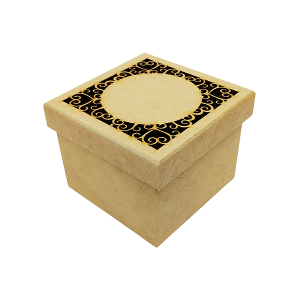 Caixa com Desenho Vazado em MDF - 11x8,5 cm - O Pacote com 3 Peças - Cód.: 9738