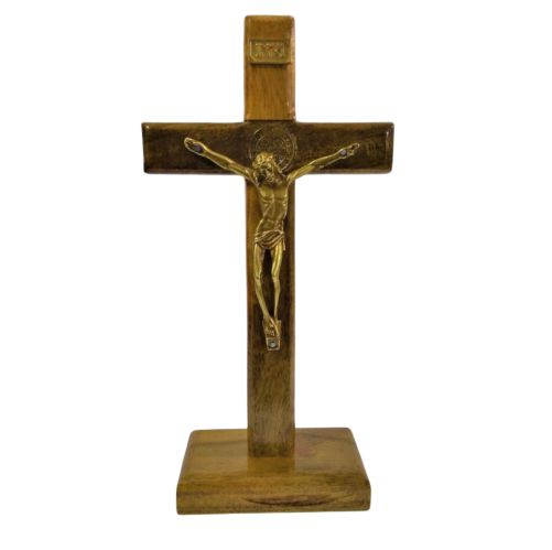 Crucifixo de Madeira 23 cm com Medalha de São Bento - A unidade - Cód.: 2148