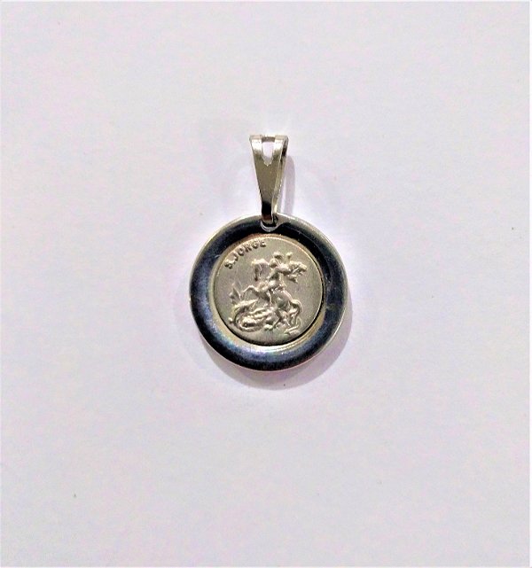 Medalha Redonda de Aço Inox com Imagem de São Jorge - O Pacote com 6 Peças - Cód.: 1905