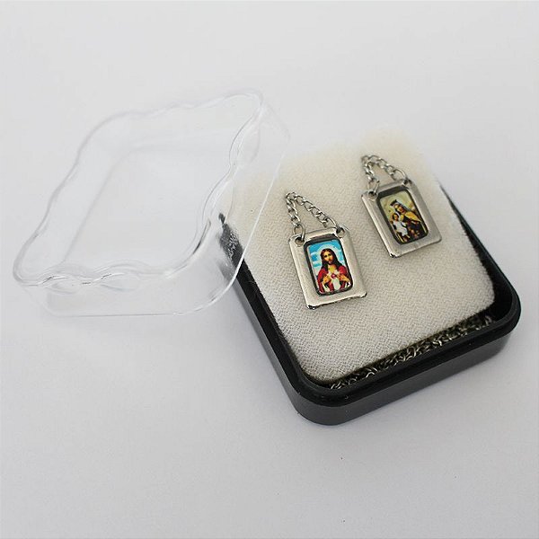 Escapulário Sagrado Coração de jesus e Nossa Senhora do Carmo - O pacote com 6 peças - Cód.: 8848