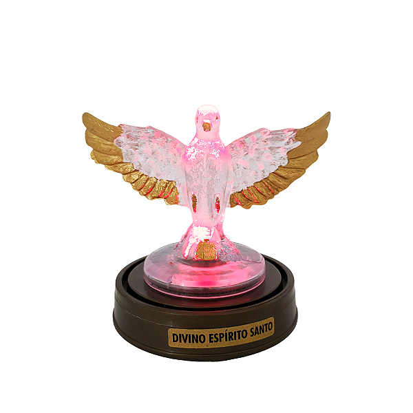 Imagem Divino Espírito Santo Acrílico Transparente com LED Vermelho - O Pacote com 3 Peças