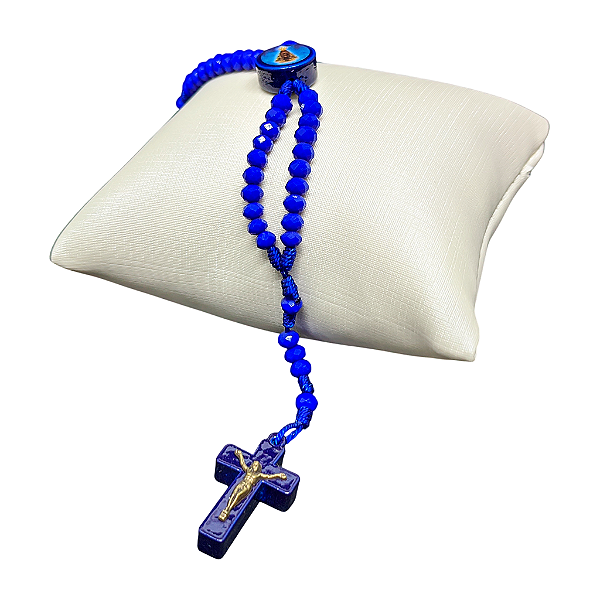 pulseira terço em acrílico - Azul - Nossa Senhora Aparecida - O Pacote com 6 peças - Có.: 8974