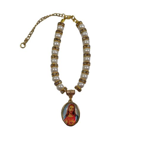 Pulseira Pérola de Nossa Senhora do Carmo e Sagrado Coração de Jesus - O Pacote com 6 peças - Cód.: 7873