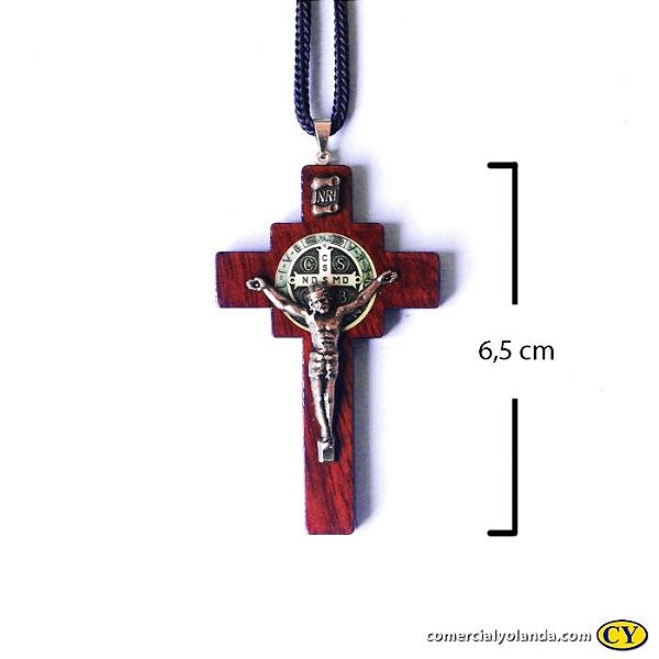 Crucifixo de São Bento no cordão - Pacote com 6 Peças - Cód.: 6334