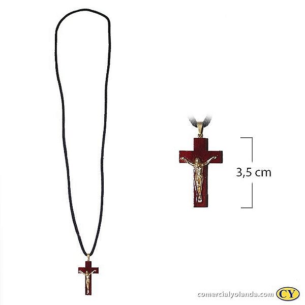 Crucifixo Laqueada com Cristo no Cordão - A Dúzia - Cód.: 1231