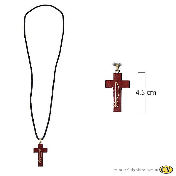 Crucifixo PX em madeira com cordão - A Dúzia - Cód.: 3830