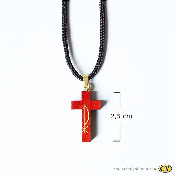 Crucifixo com PX em madeira com cordão - A Dúzia - Cód.: 2636