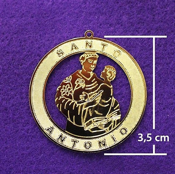 Medalha dourada de Santo Antonio - pacote com 3 peças - Cód.: 0652