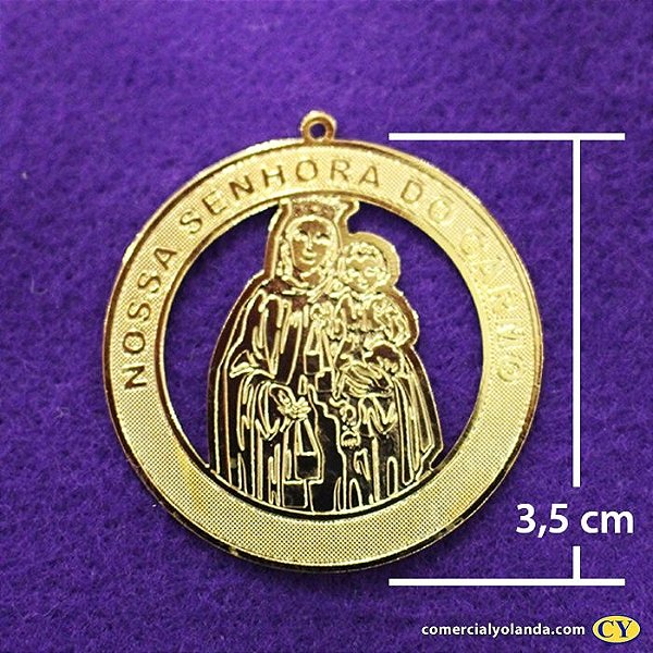 Medalha dourada de Nossa Senhora do Carmo - pacote com 3 peças - Cód.: 0652