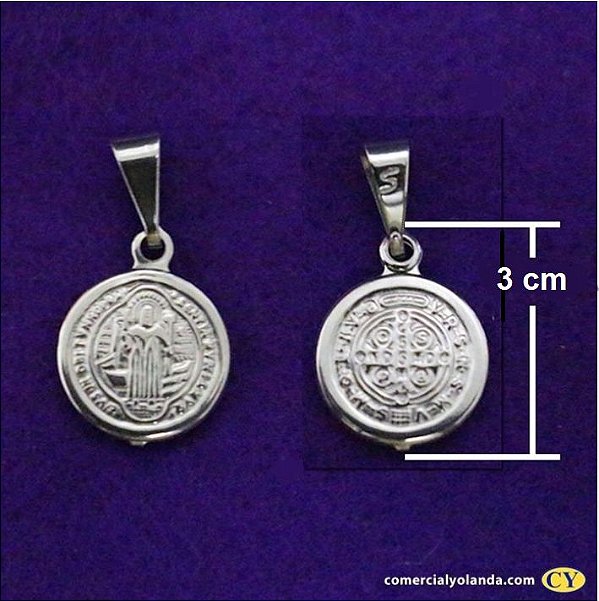 Medalha de São Bento em Inox- O Pacote 3 peças  - Cód.: 6022