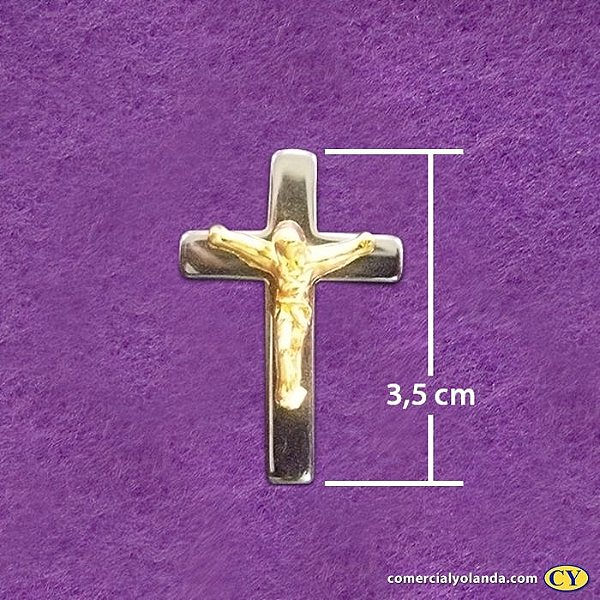 Crucifixo em Hematita com Jesus em Metal Cor Dourado - A Dúzia - Cód.: 514