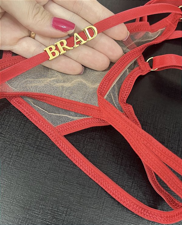 Calcinha Personalizada de tule aberta - Vermelha