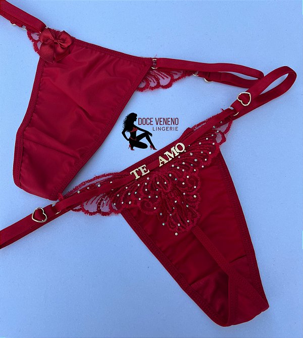 Calcinha Personalizada Fio Borboleta - Vermelha