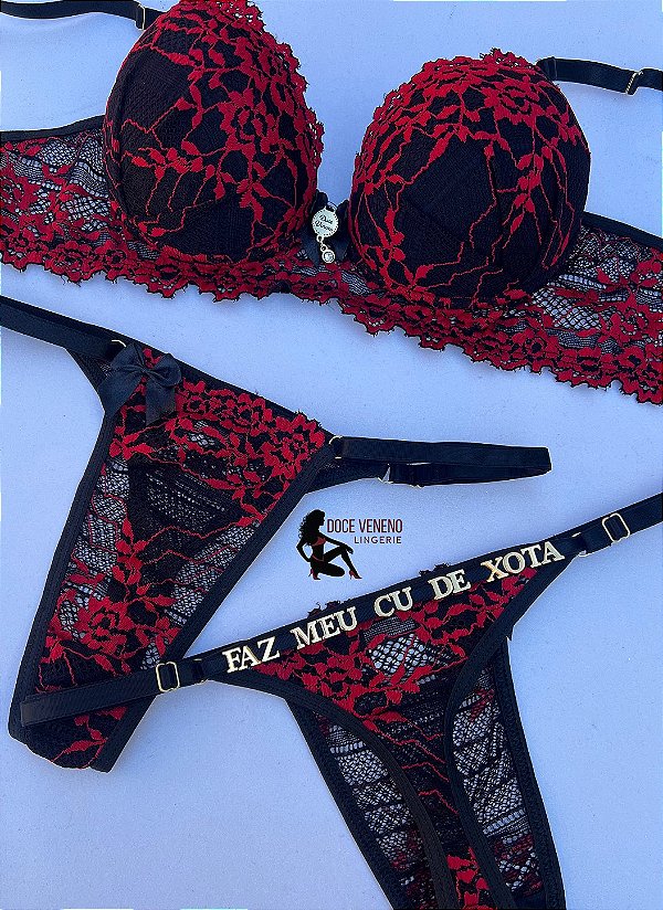 Conjunto Personalizado Cinta Liga - Preto/ Vermelho