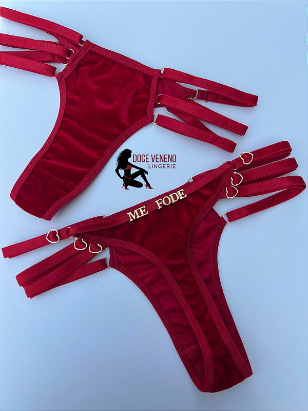 Calcinha personalizada - Veludo (u) Vermelha