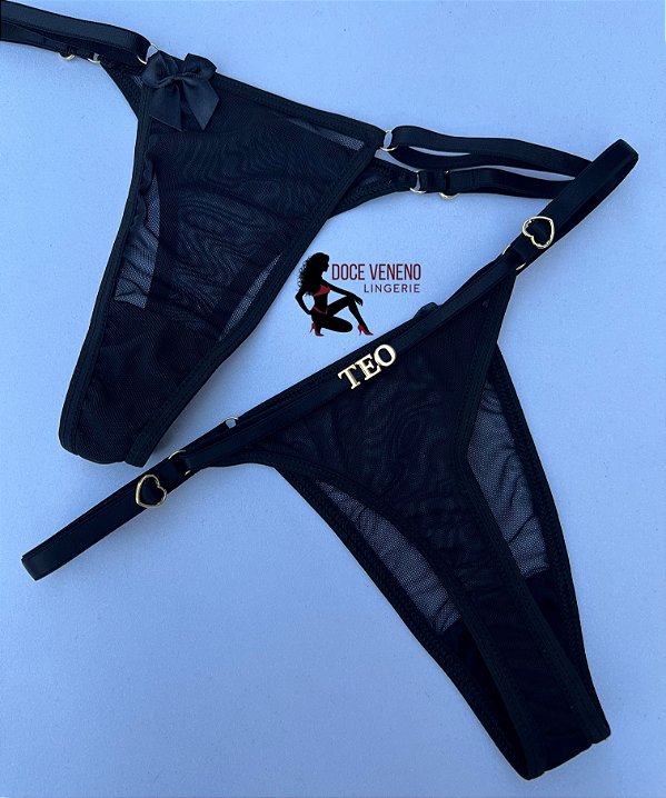 Calcinha Personalizada (u) tule de cor | Preta