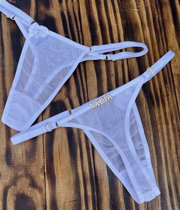 Calcinha Personalizada (u) tule de cor | Branca