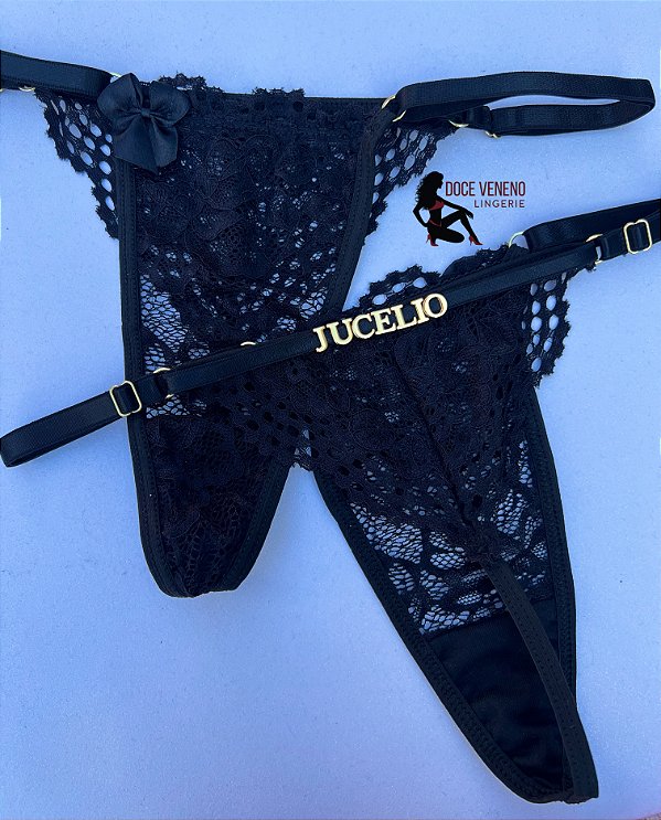 Calcinha personalizada semi fio| triângulo - Preta