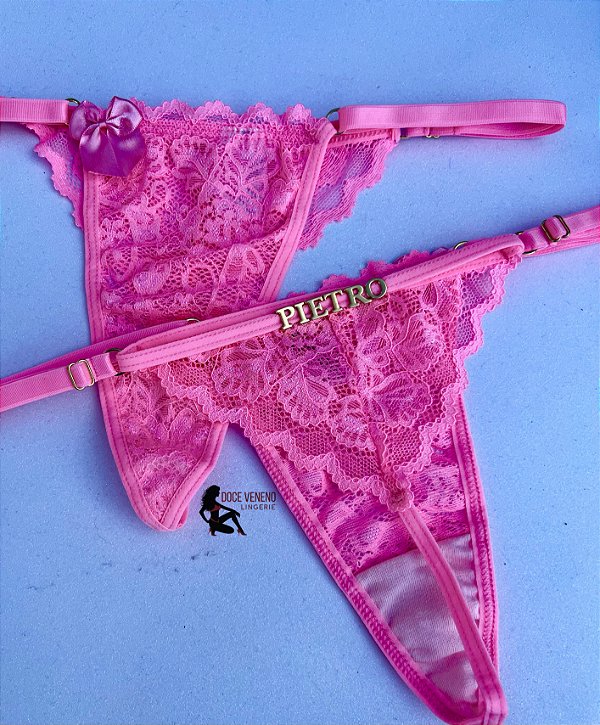 Calcinha personalizada semi fio| triângulo - Rosa pantera