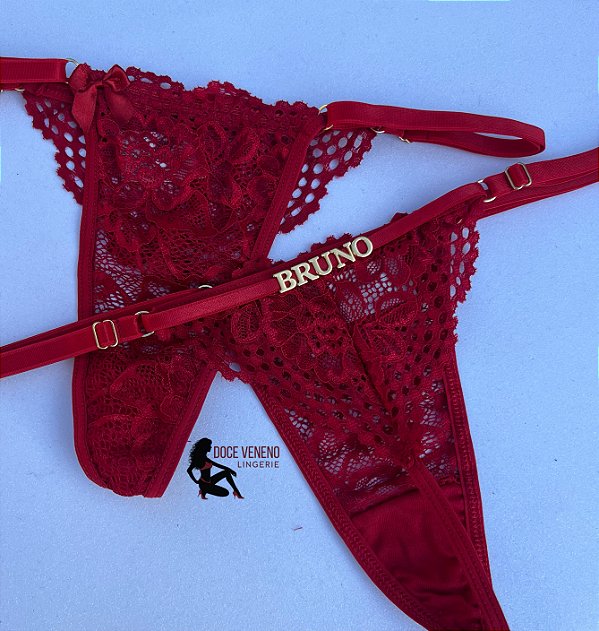 Calcinha personalizada semi fio| triângulo - Vermelha