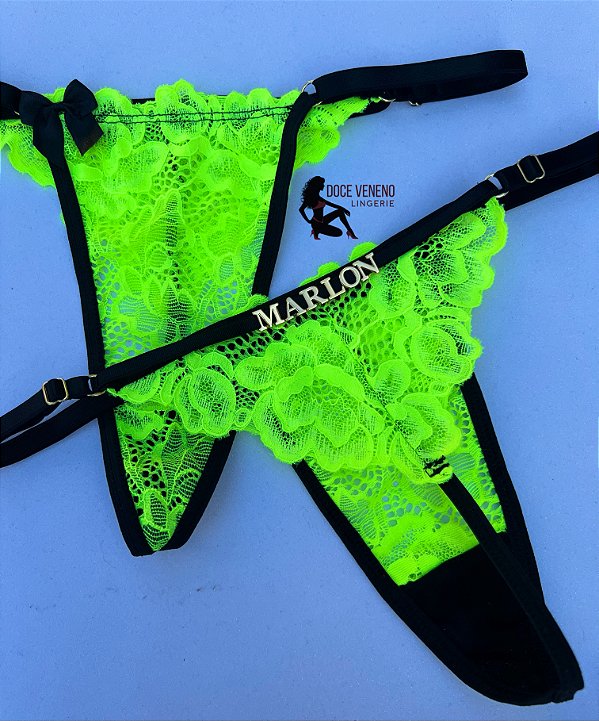 Calcinha personalizada semi fio| triângulo - Verde neon