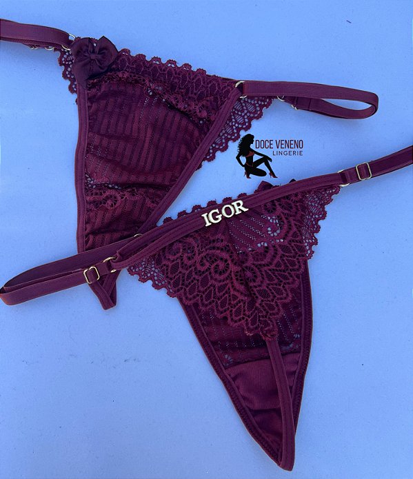 Calcinha personalizada semi fio| triângulo - Marsala