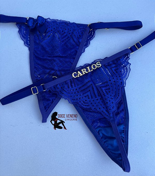 Calcinha personalizada semi fio| triângulo - Azul bic