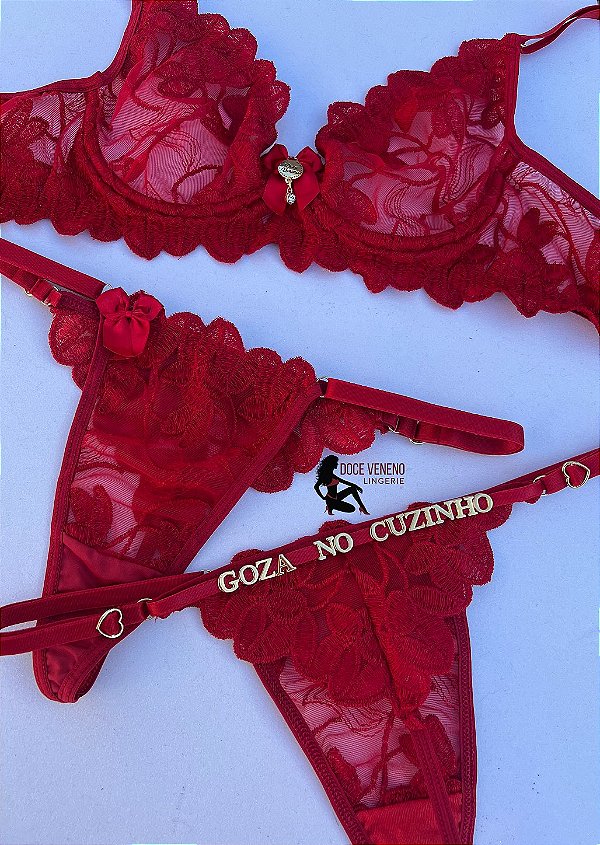 Conjunto Personalizado Jade sem bojo com aro - Vermelho