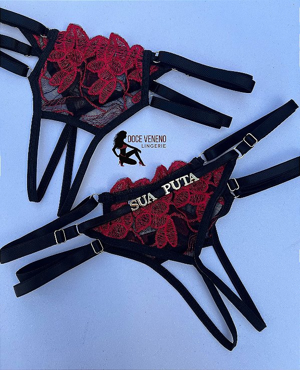 Calcinha Personalizada (u) Secretária | Preto/vermelho