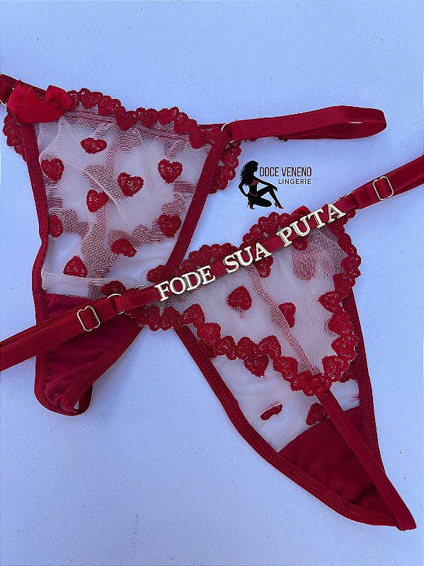 Calcinha personalizada semi fio| triângulo - Coracao vermelho