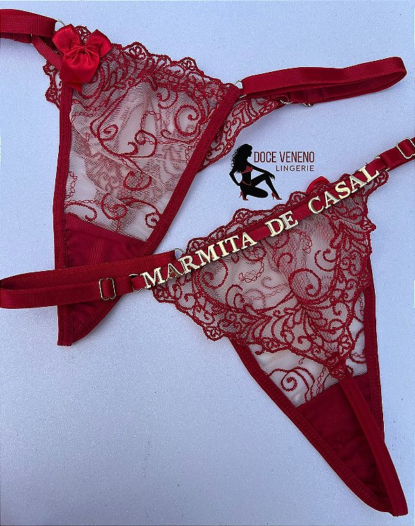 Calcinha personalizada semi fio| triângulo - Vermelha