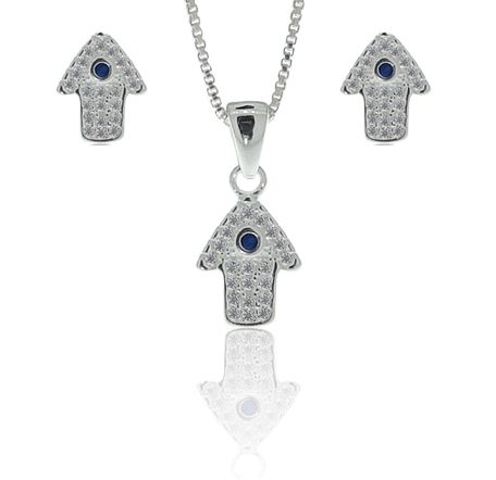 Conjunto Seta Com Zircônias - Prata 925