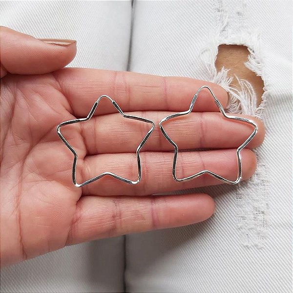 ARGOLA DE ESTRELA MEDIA PRATA