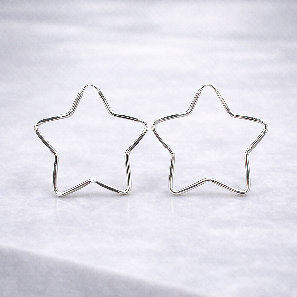 Argola Estrela - Prata 925