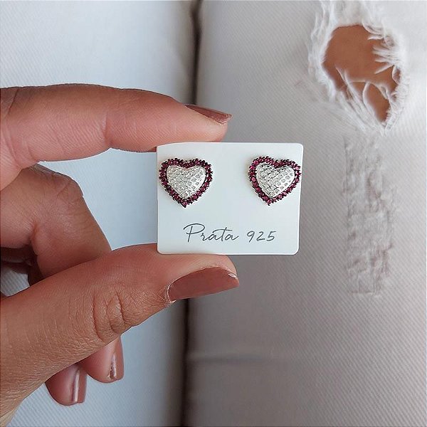 BRINCO CORACAO RENDADO PRATA