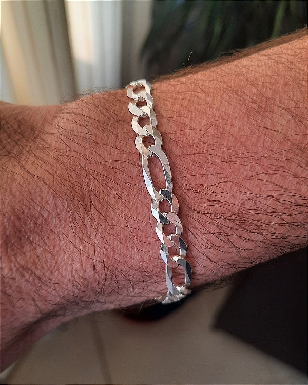 PULSEIRA MASCULINA DE PRATA 3X1 6mm