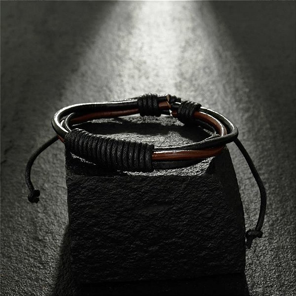 Bracelete Barbantes Marrom - Couro