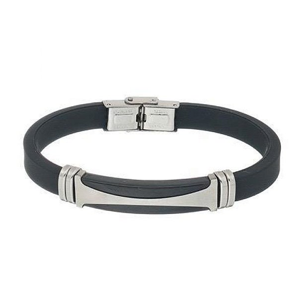 BRACELETE de AÇO e SILICONE Masculino