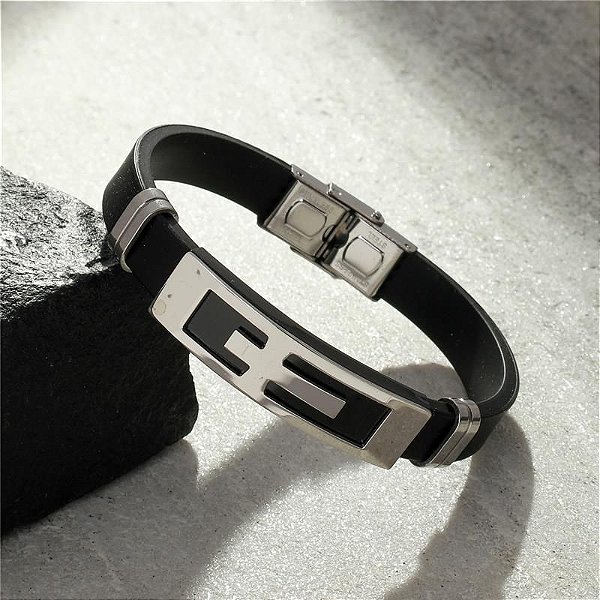 Bracelete Cruz - Aço e Silicone