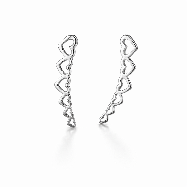 Brinco Earcuff 6 corações - Prata 925
