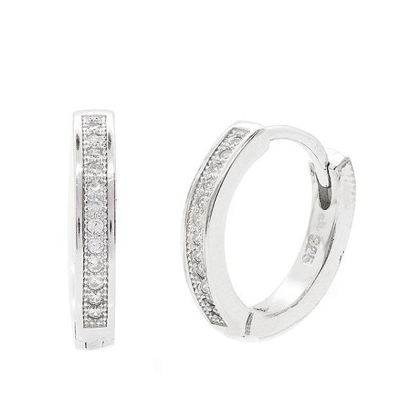 ARGOLA DE PRATA COM ZIRCÔNIAS 15,5mm x 3mm