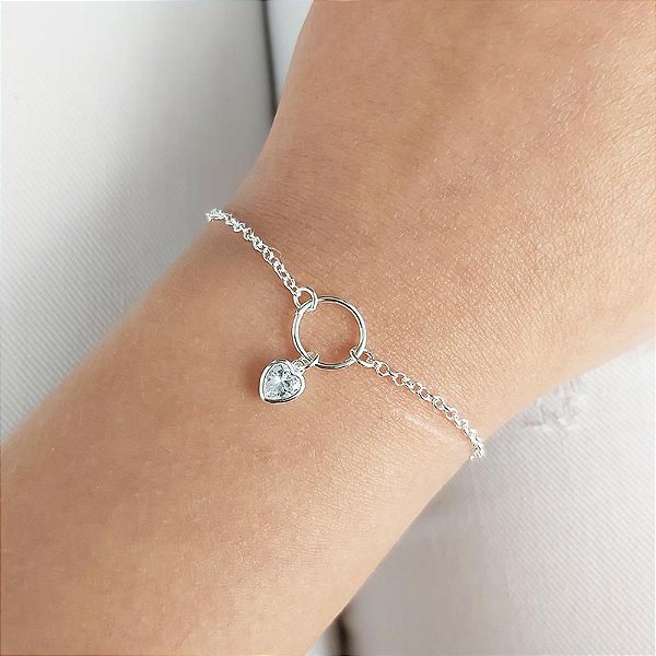 Pulseira Ponto de Luz Coração - Prata 925