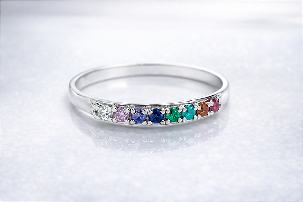 Anel Meia Aliança Colorida - Prata 925