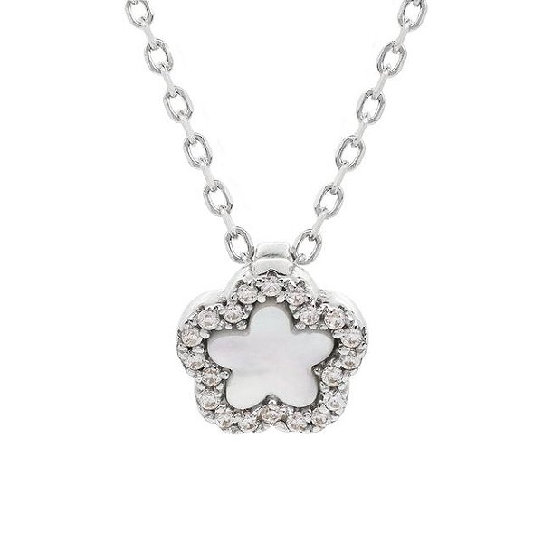 COLAR DE PRATA FLOR COM MADREPÉROLA