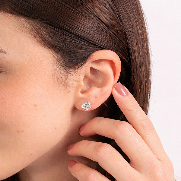 Brinco Mina Cravejada 8mm - Prata 925