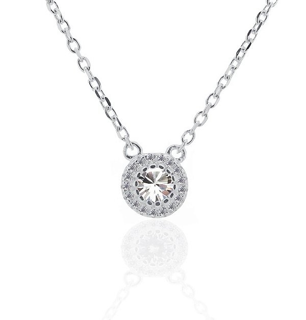 COLAR DE PRATA REDONDO COM ZIRCÔNIA