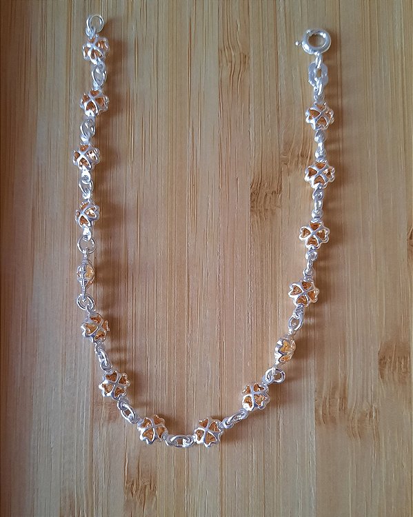 PULSEIRA TREVO ZIRCONIA LARANJA